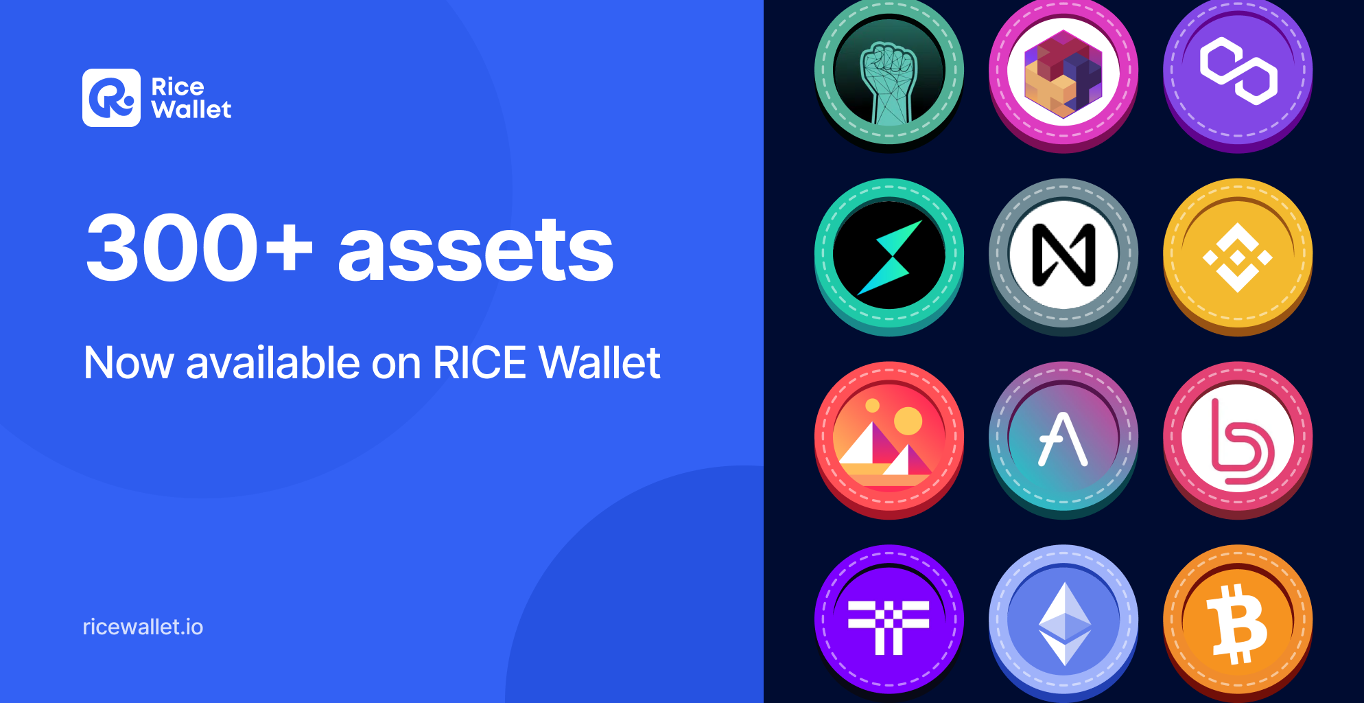More than 300 assets are available on RICE Wallet